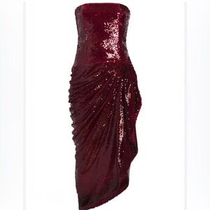 CINQ A SEPT
Shea Sequin Strapless Draped High-Low Gown